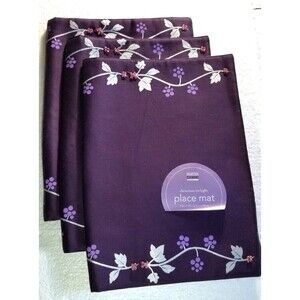Martha Stewart Placemats Twilight Beaded  Set of 3 Purple 13" X 19" New